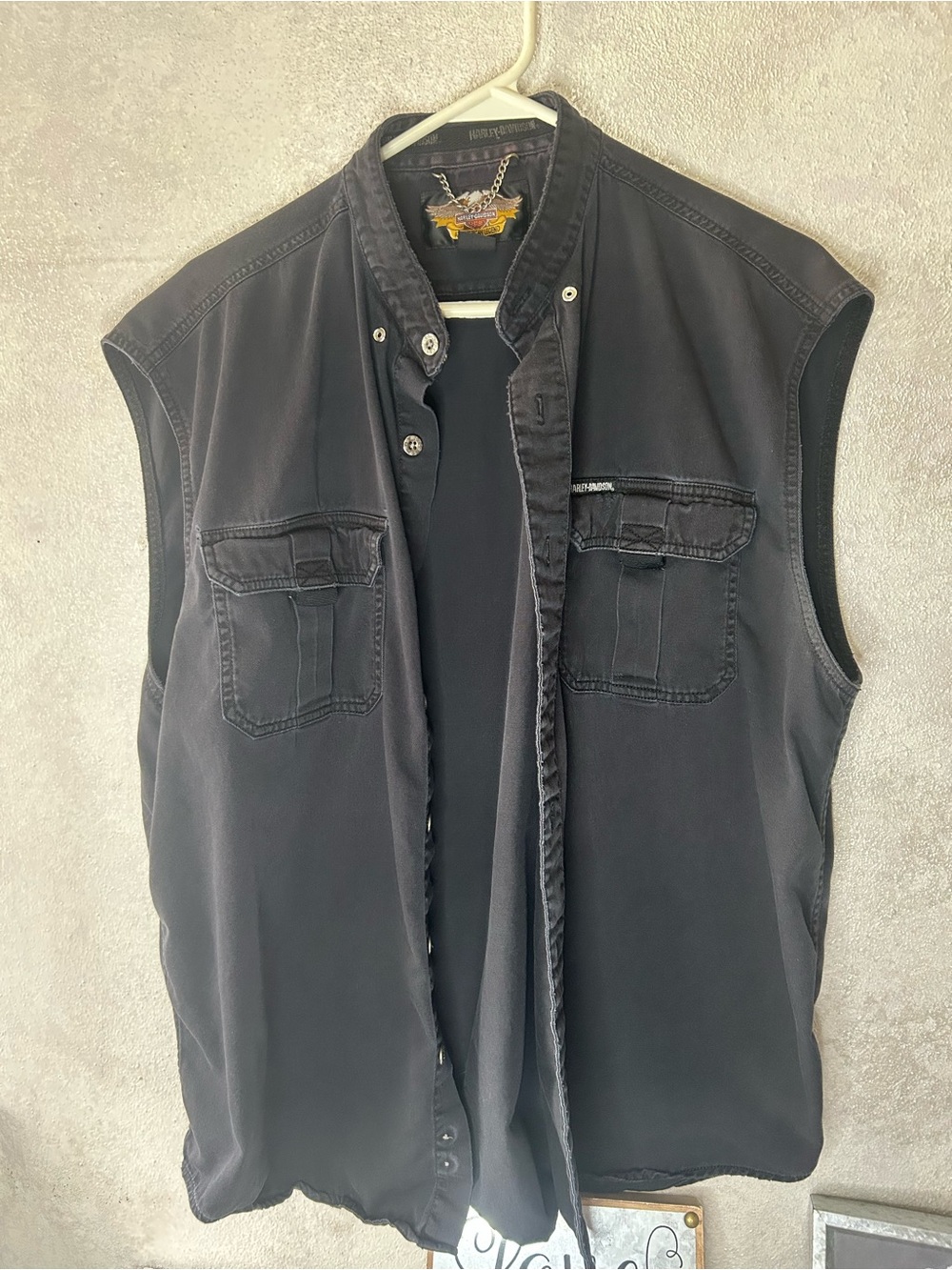 Vintage Harley-Davidson Black Sleeveless Utility Vest